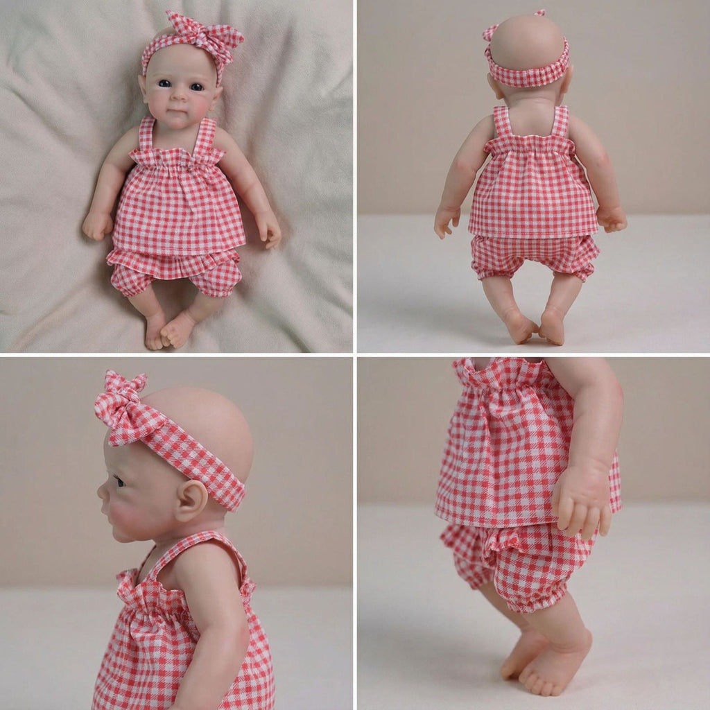 12-Inch Bettie Reborn Silicone Doll with Pink Plaid Camisole Set