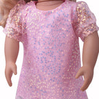 18 inch American Girl Sequined Mesh Princess Dress With Hair Band