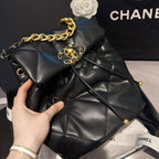 CHANEL 24C Black Lambskin Quilted 19 Flap Backpack Mixed Hardware