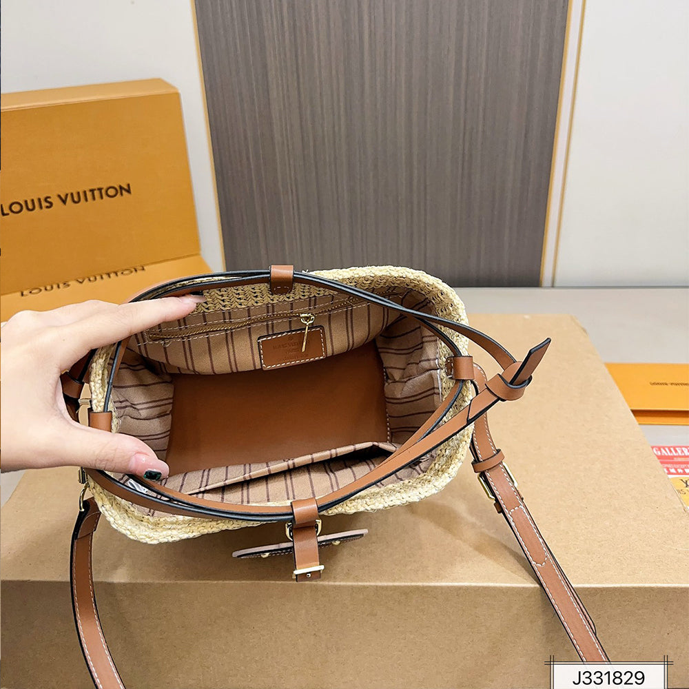 LV Louis Vuitton NOE PURSE Raffia Bucket Bag 18x18cm