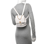 CHANEL  Lambskin Quilted Backpack White