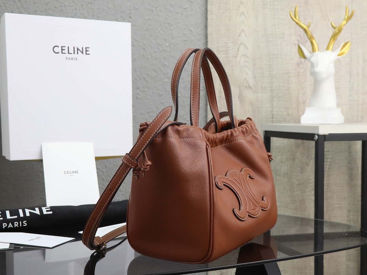 Celine cabas rawstring cuir triomphe in grained calfskin handbag