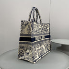 Dior Book Tote Large Blue Toile de Jouy Embroider - 42 x 35 x 18.5 cm