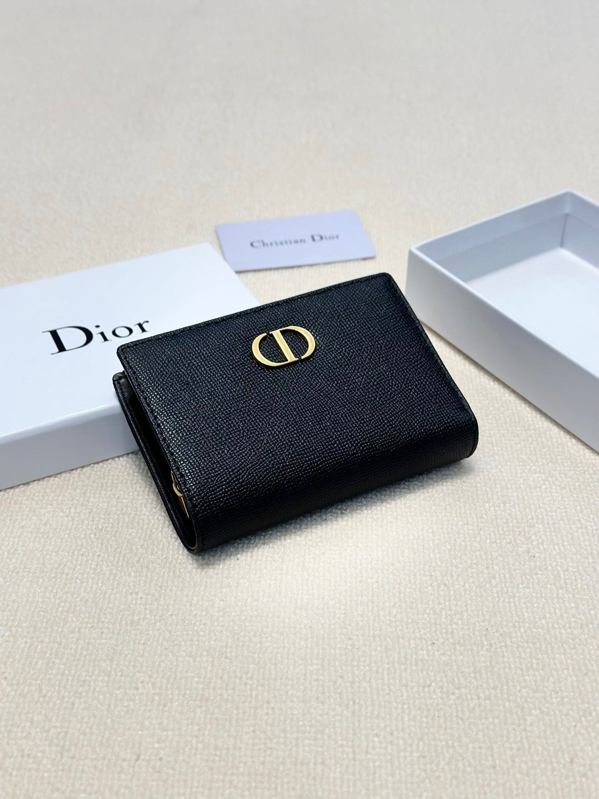 Dior Leather Black Wallet 13.5x9.5x3.5cm