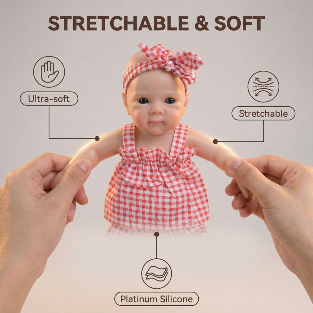 12-Inch Bettie Reborn Silicone Doll with Pink Plaid Camisole Set