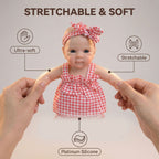 12-Inch Bettie Reborn Silicone Doll with Pink Plaid Camisole Set