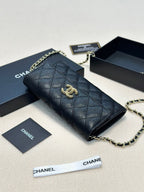 CHANEL Black Wallet Buckle Chain Bag