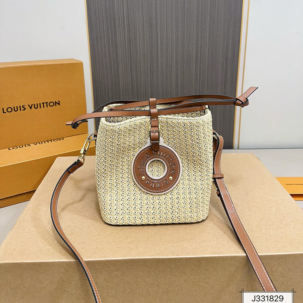 LV Louis Vuitton NOE PURSE Raffia Bucket Bag 18x18cm