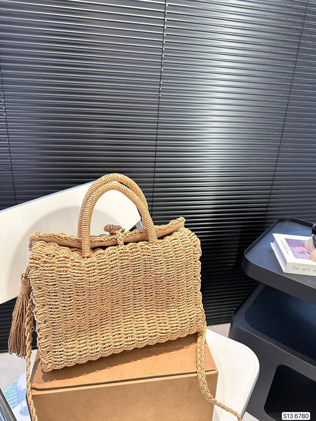 SAINT LAURENT YSL Vacation Woven Tote Bag 27x18cm
