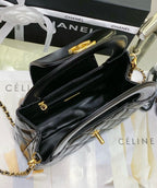 CC Mini Shopping Bag Shiny Aged Calfskin & Gold-Tone Metal Black 13 x 19 x 7 cm