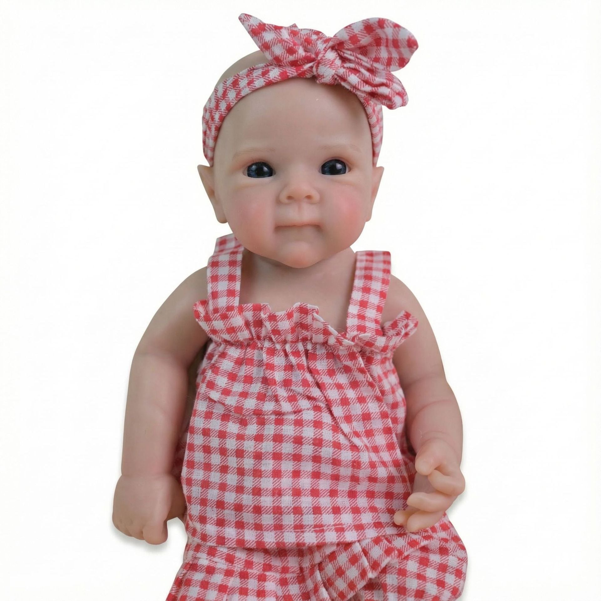 12-Inch Bettie Reborn Silicone Doll with Pink Plaid Camisole Set