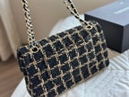 CHANEL Black and Beige Tweed 19 Flap Small Mixed Hardware 10.0 x 6.5 x 3.75 in