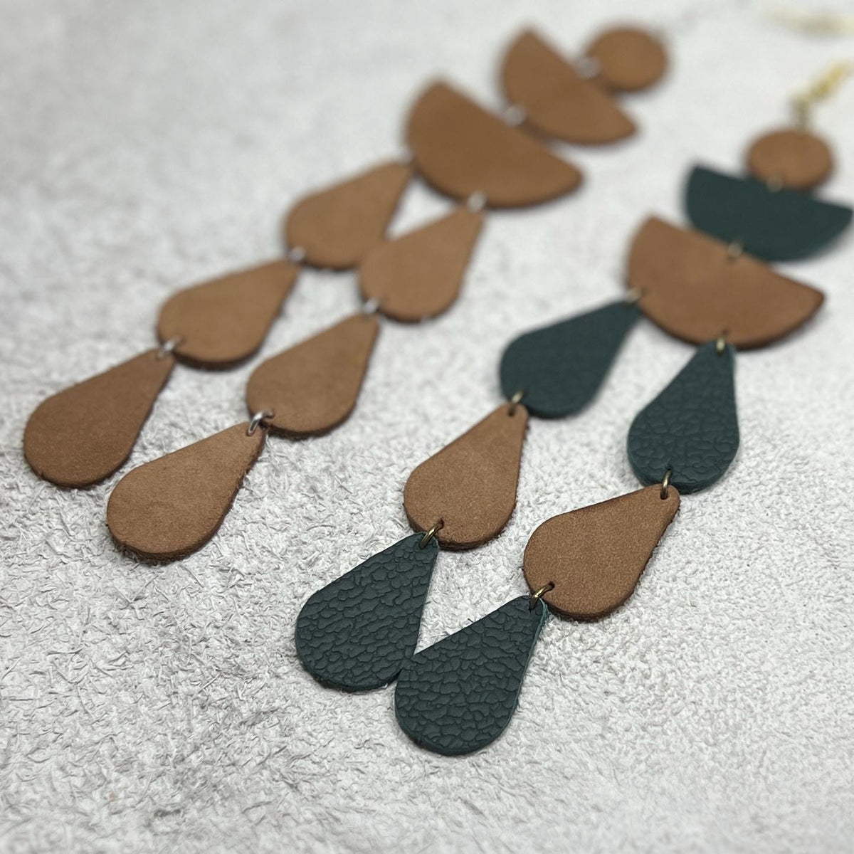 Leather Drop Earrings: Long Teardrop Dangle, Custom Jewelry