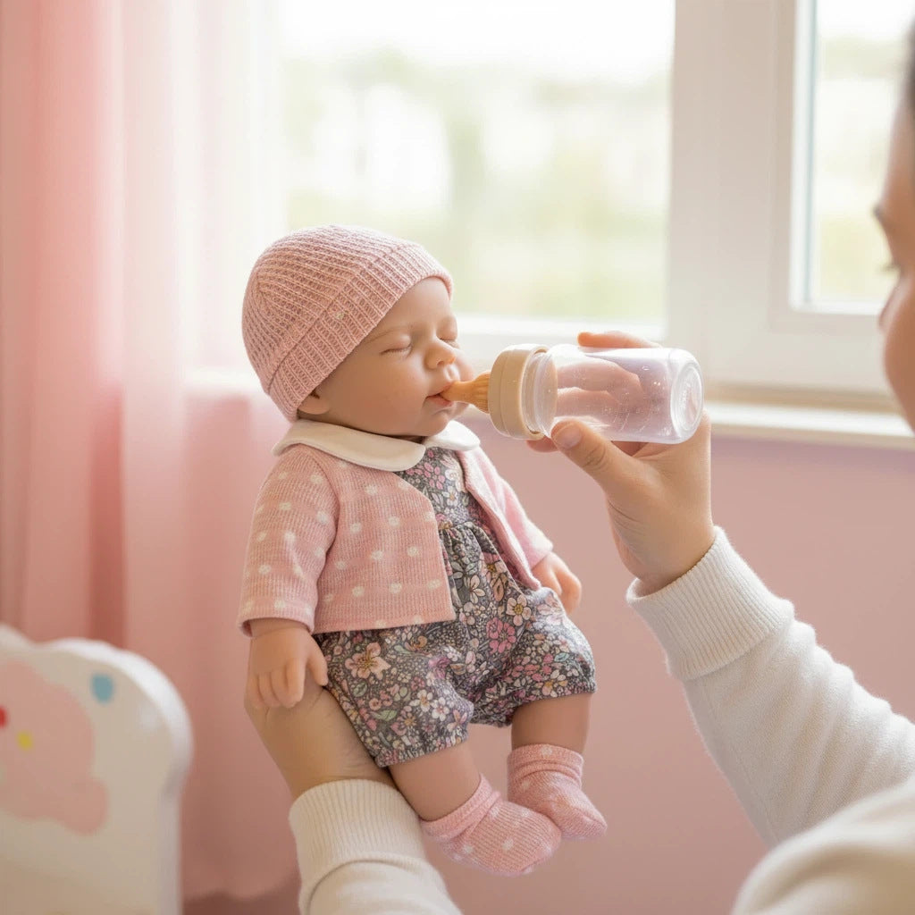 12-Inch Pascale Solid Silicone Lifelike Doll with White Polka-Dot