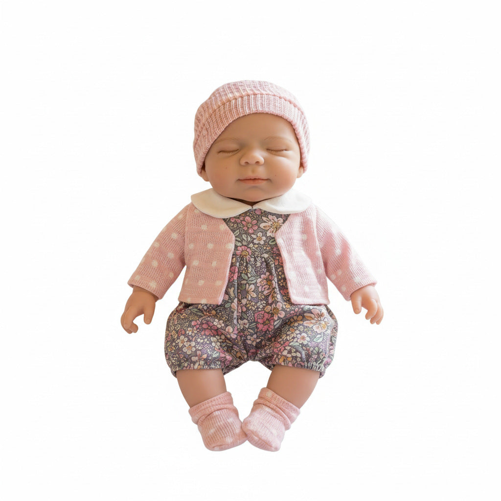 12-Inch Pascale Solid Silicone Lifelike Doll with White Polka-Dot