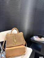 SAINT LAURENT YSL Vacation Woven Tote Bag 27x18cm