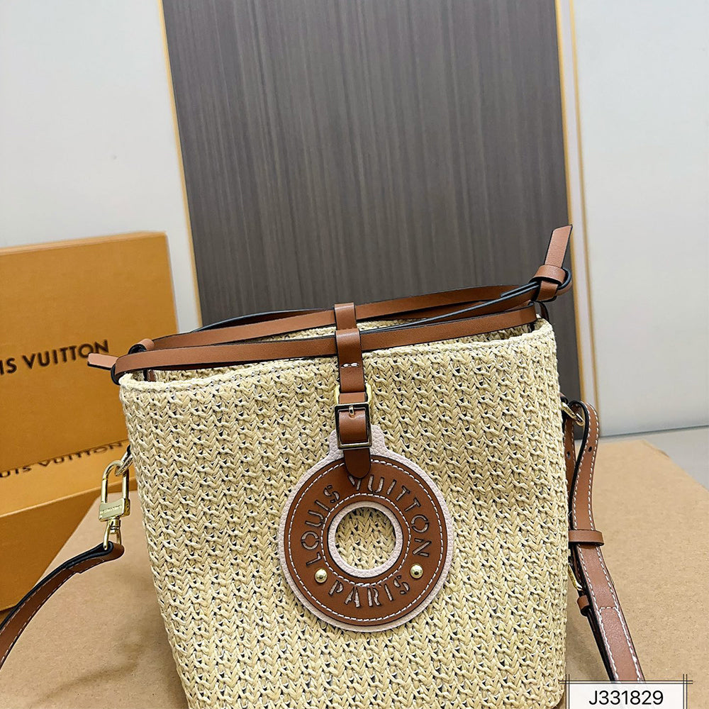 LV Louis Vuitton NOE PURSE Raffia Bucket Bag 18x18cm