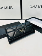 Prada Long Leather Wallet In Black 19x10cm