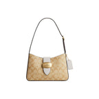 COACH Women's White Buckle Badge Single Shoulder Bag 9.7x2.6x6.5 in