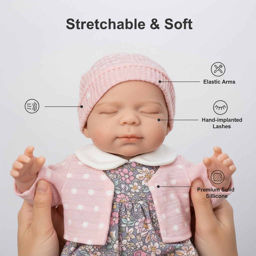 12-Inch Pascale Solid Silicone Lifelike Doll with White Polka-Dot