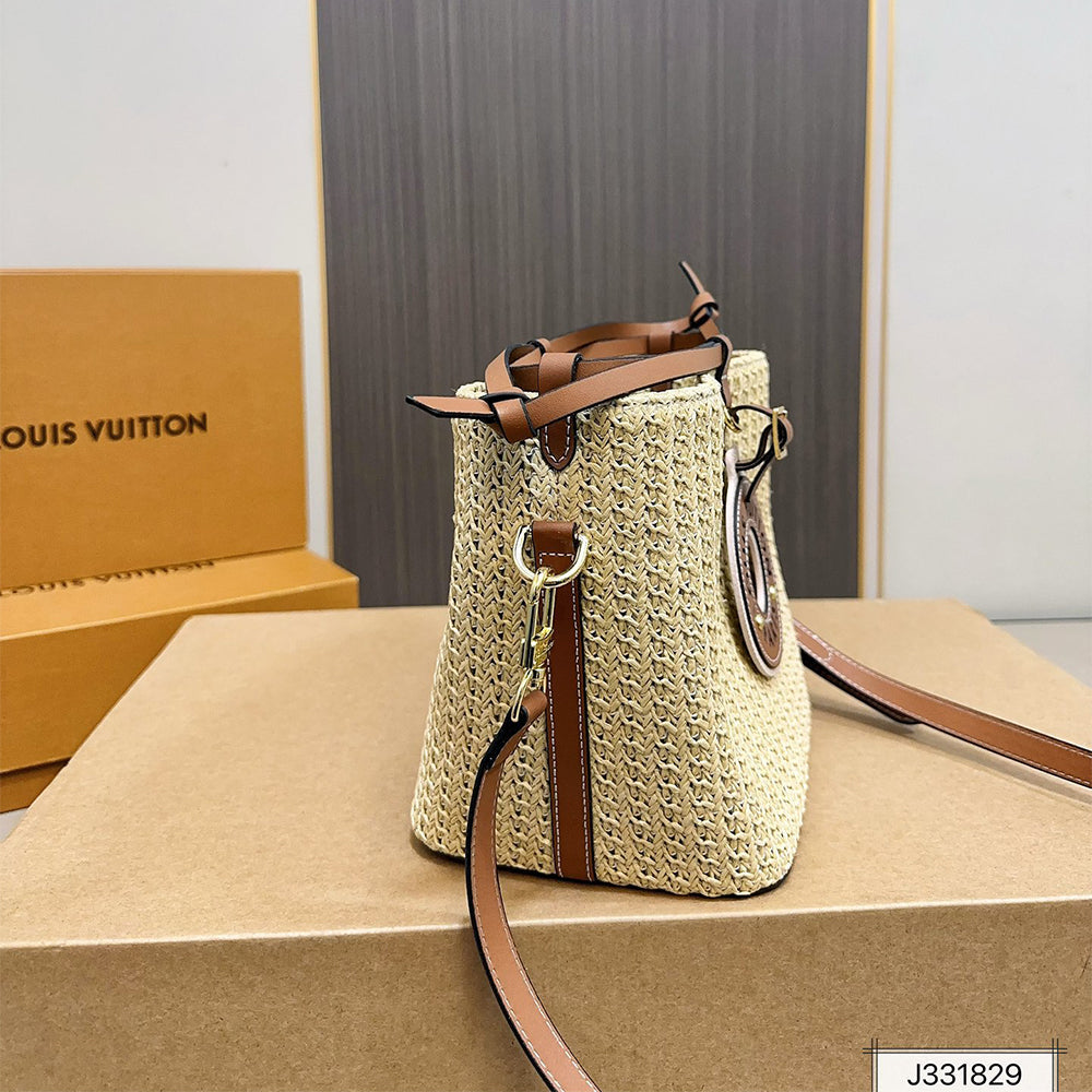 LV Louis Vuitton NOE PURSE Raffia Bucket Bag 18x18cm