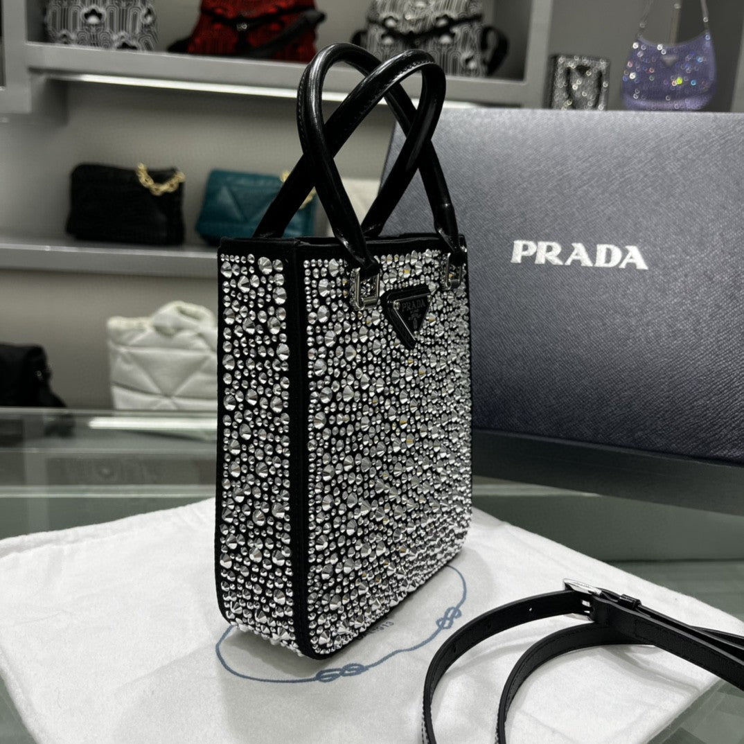 Prada Black Crystal Bag 15x17.5x5cm