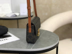 CELINE Triomphe Shoulder Bag In Triomphe Canvas And Calfskin Black 20 x 10 x 4 cm