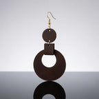 Handmade Genuine Cowhide Leather Geometric Drop Earrings – Minimalist Statement Jewelry