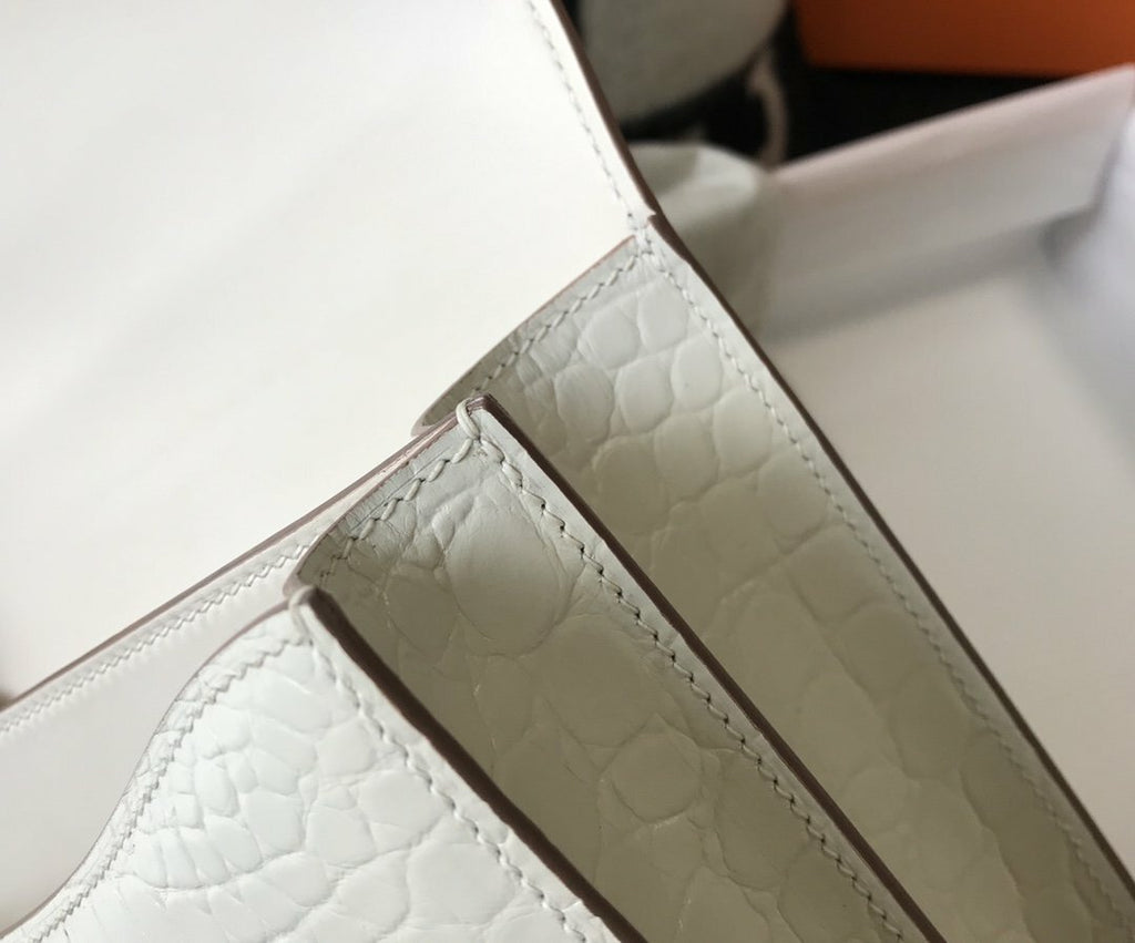 HMS Constance 23 Pattern Crocodile White Handbag