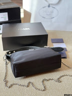 Prada Black Tote Bag Leather Shoulder Strap Vintage 25x14cm