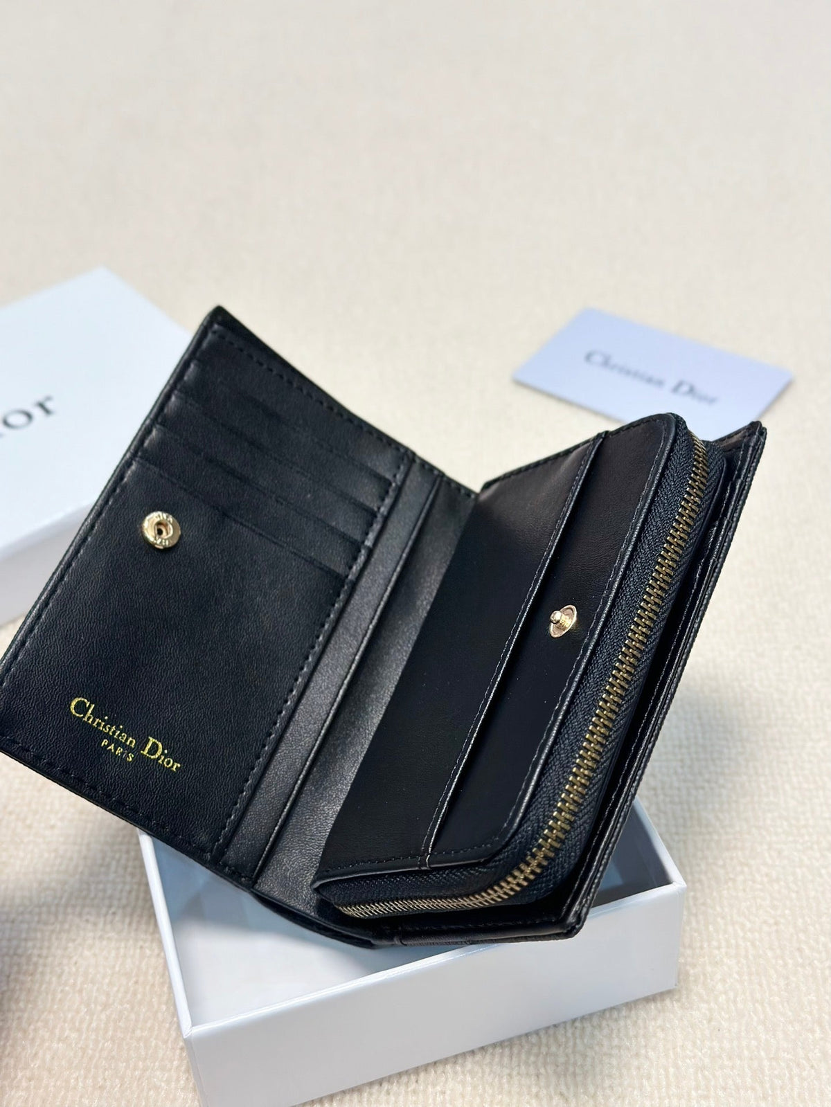 Dior Leather Black Wallet 13.5x9.5x3.5cm